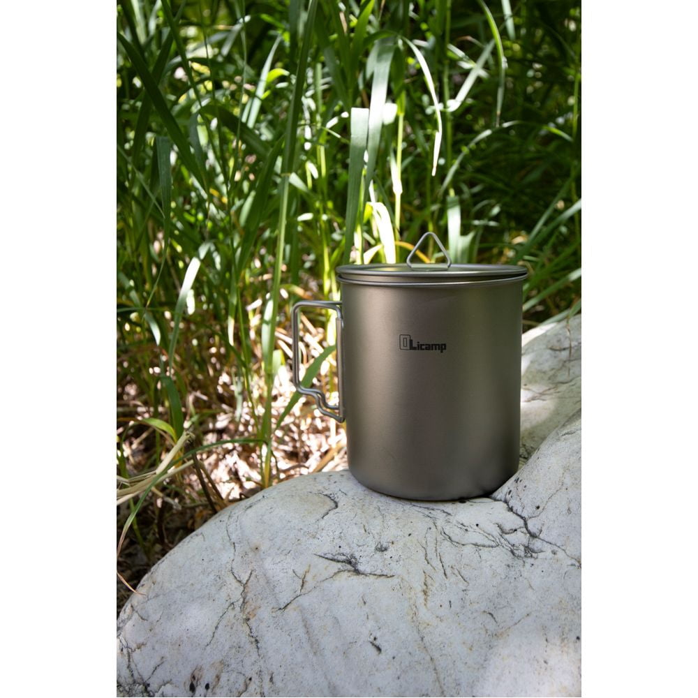 Olicamp Titanium Space Saver Mug with Lid, Nests Nalgene Bottle Inside, Lightweight and Compact, Perfect for Camping and Backpacking, 750mL 6U7K