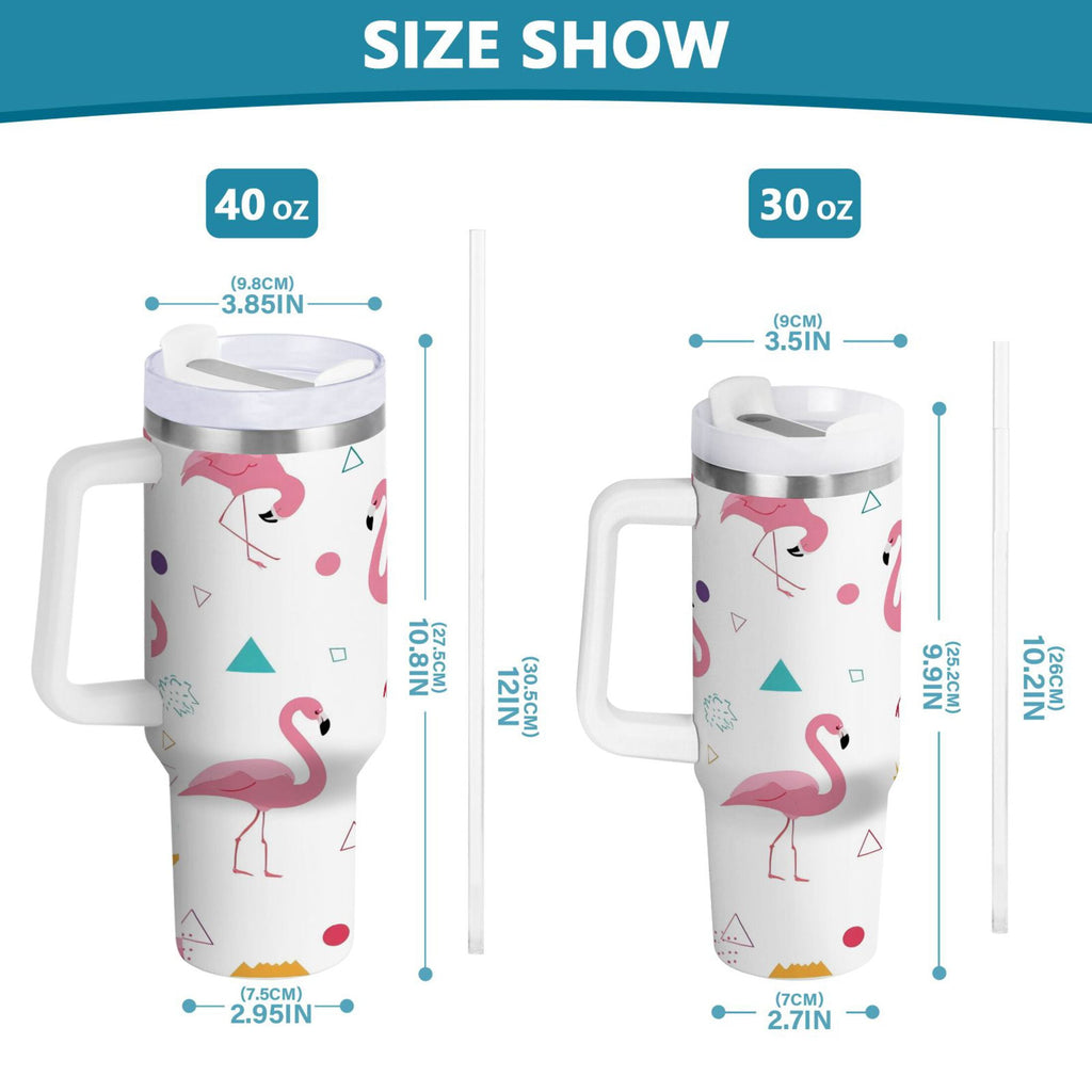 40 oz Insulated Stainless Steel Tumbler Double Wall Stainless Steel Tumbler with 2-Way Drinking Cute Flamingo Pattern GQ6Y