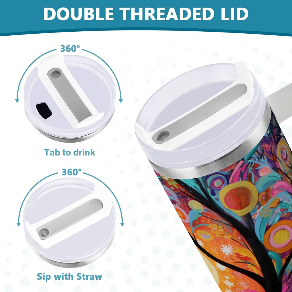 30 oz Insulated Stainless Steel Tumbler Double Wall Stainless Steel Tumbler with 2-Way Drinking Beautiful Abstract Tree Painting 79GQ