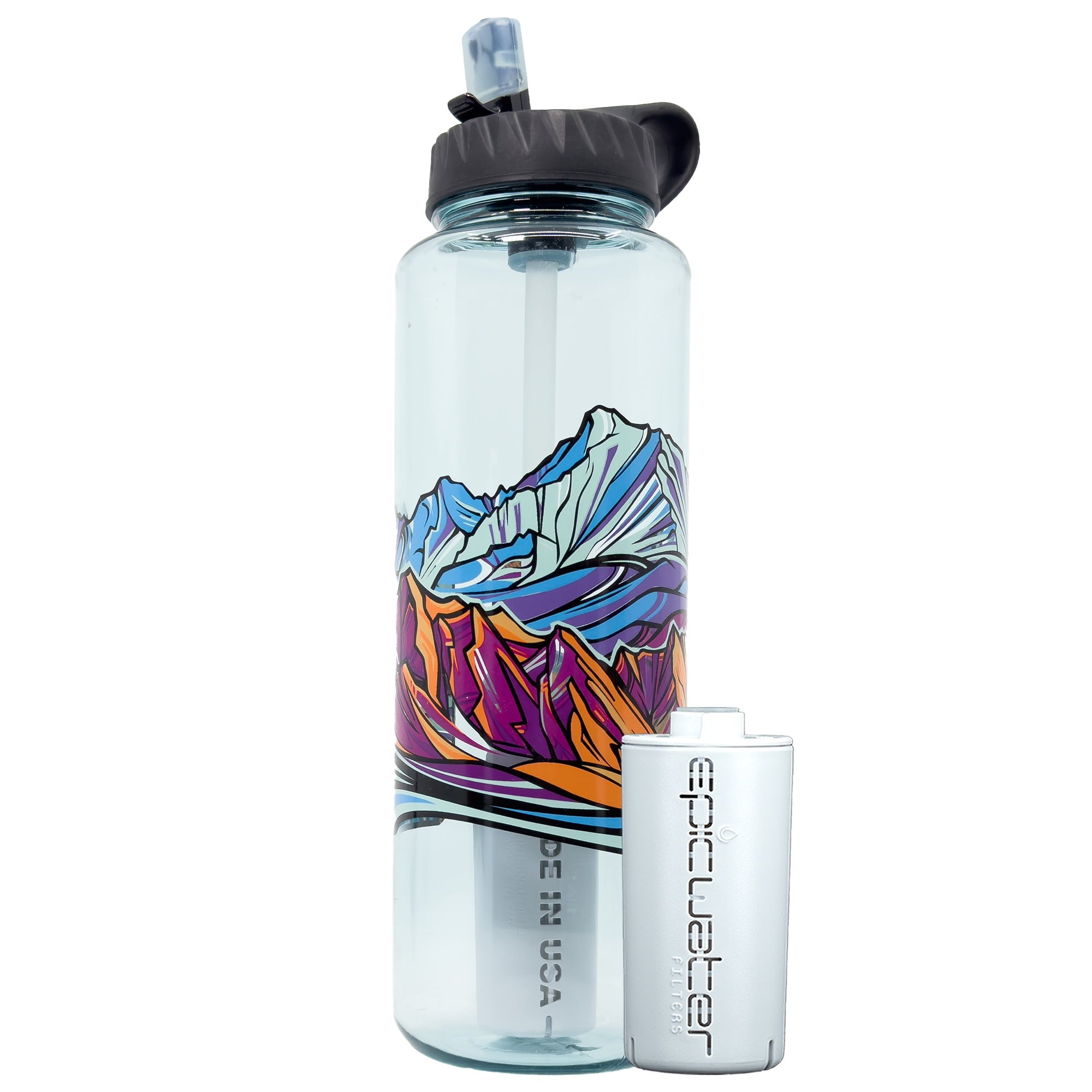 Epic Water Filters Nalgene OG Sustain Tritan USA Made Water Bottle and 75 Gallon Filter - Removes 99.99% of Water Impurities, 32oz, Leggitt Art HDGY