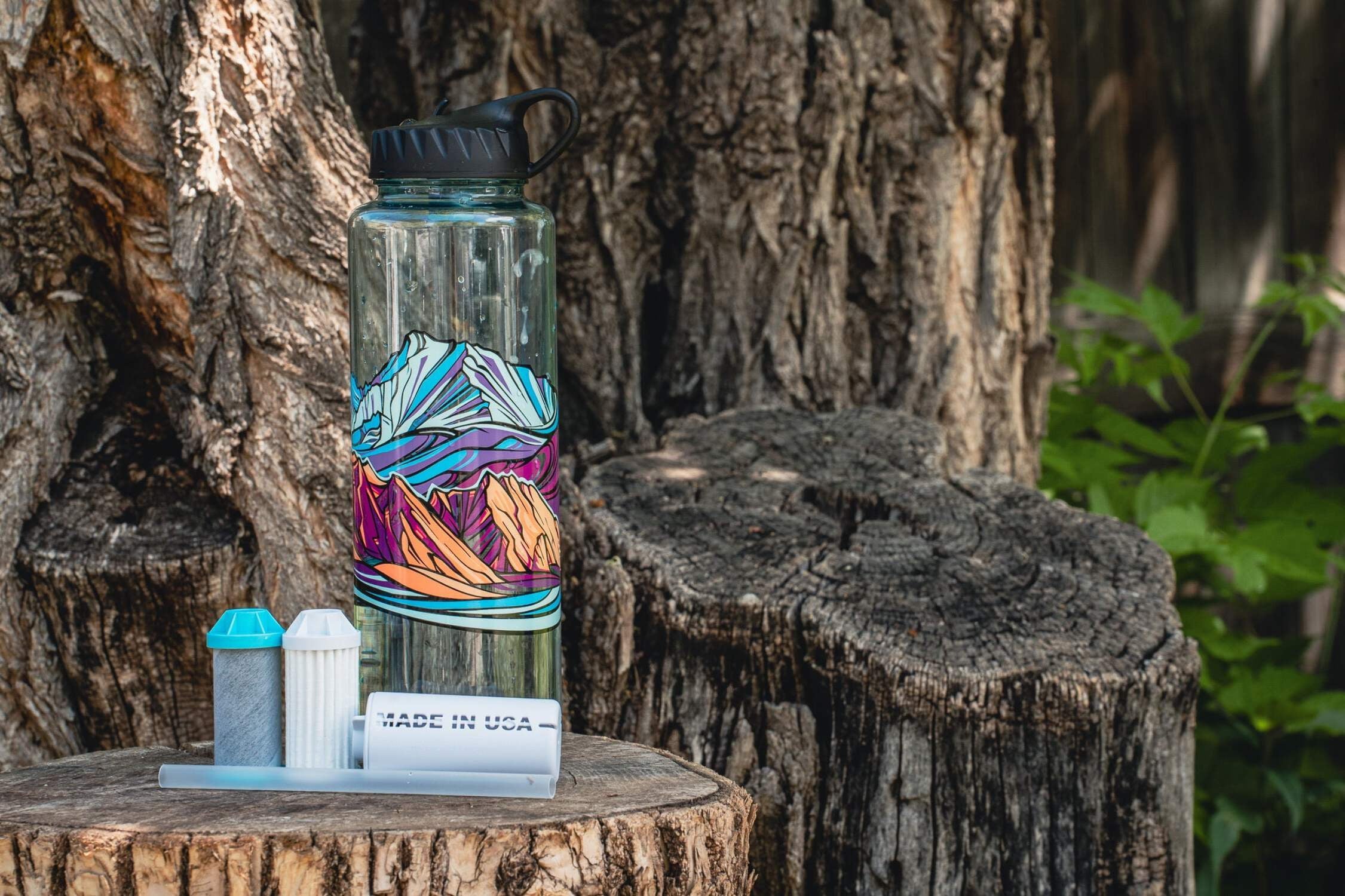 Epic Water Filters Nalgene OG Sustain Tritan USA Made Water Bottle and 75 Gallon Filter - Removes 99.99% of Water Impurities, 32oz, Leggitt Art HDGY