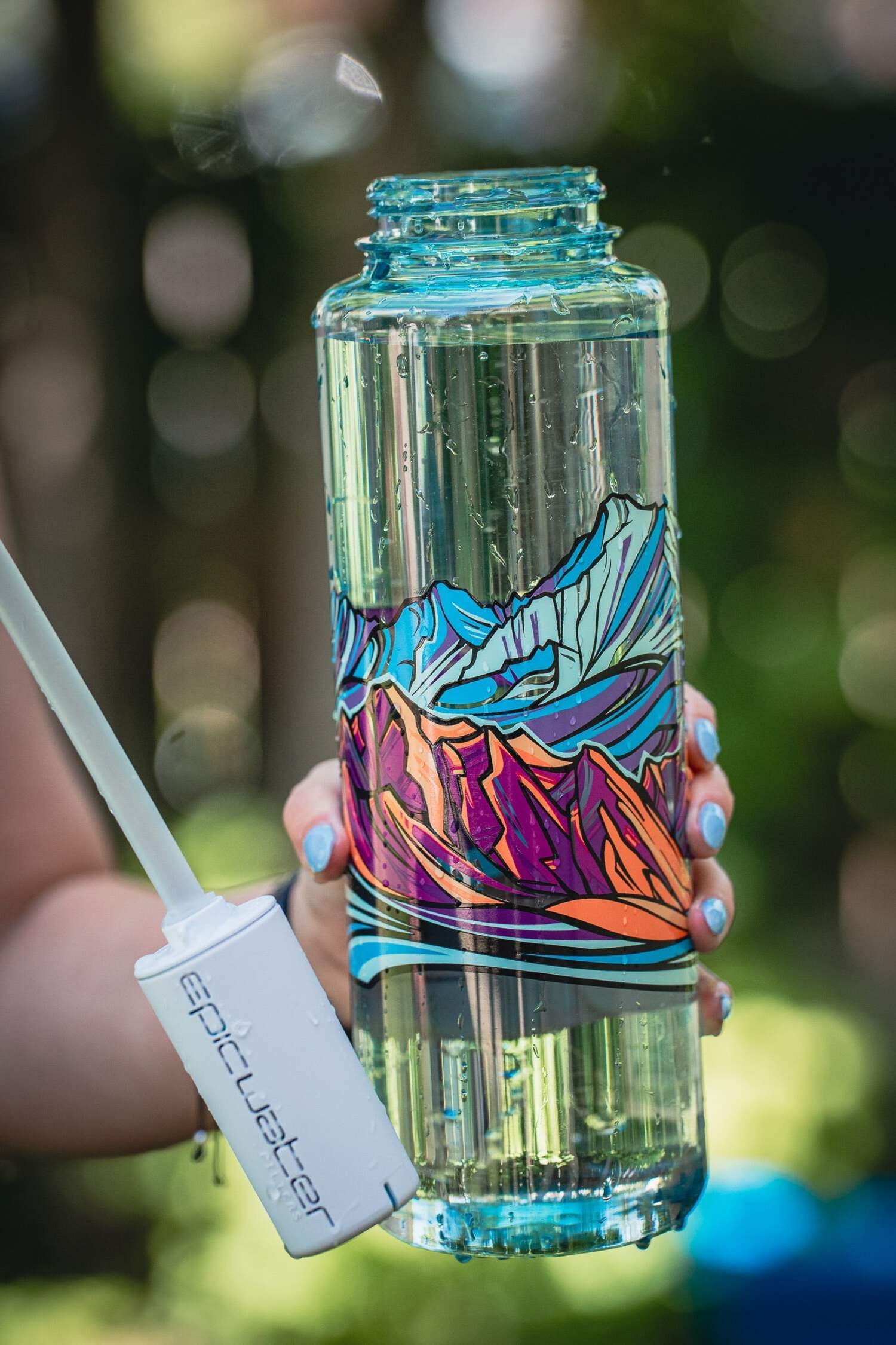 Epic Water Filters Nalgene OG Sustain Tritan USA Made Water Bottle and 75 Gallon Filter - Removes 99.99% of Water Impurities, 32oz, Leggitt Art HDGY