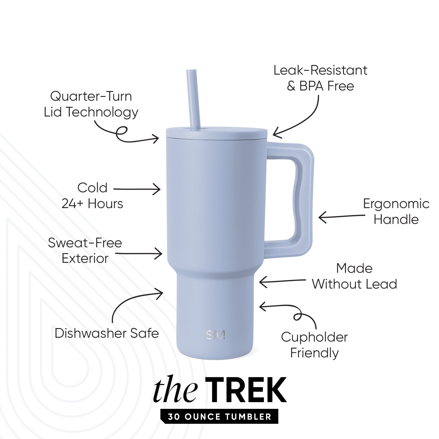 Simple Modern 30 fl oz Insulated Stainless Steel Trek Tumbler with Straw Lid | Seaglass Sage and Cream Checkmate 23VN