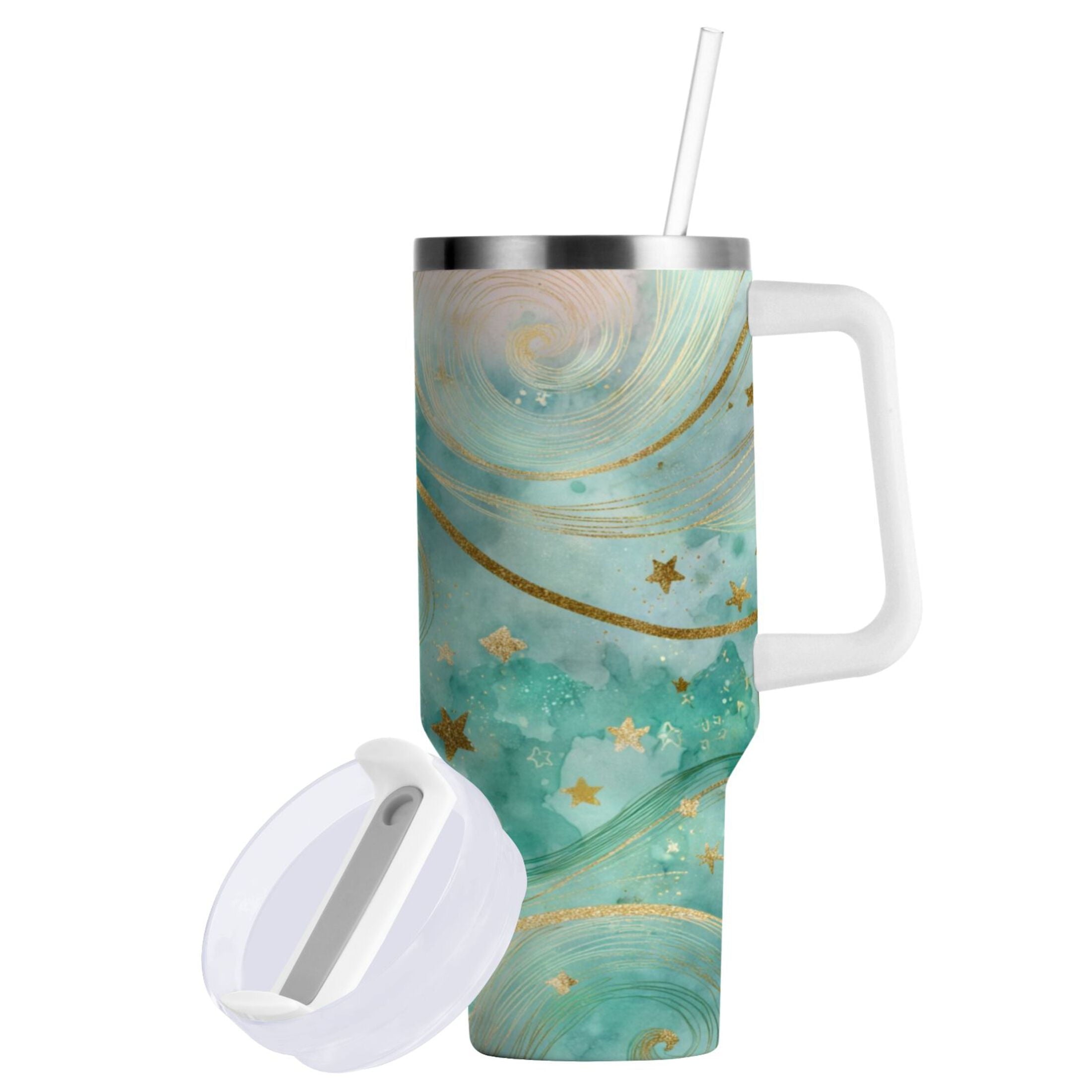 30 oz Insulated Stainless Steel Tumbler Double Wall Stainless Steel Tumbler with 2-Way Drinking Beautiful Swirling Lines WA03