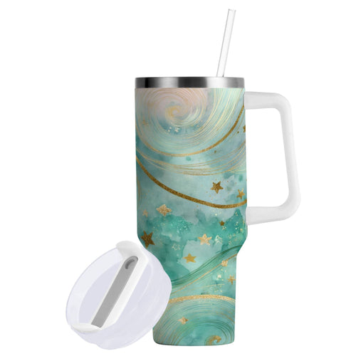 30 oz Insulated Stainless Steel Tumbler Double Wall Stainless Steel Tumbler with 2-Way Drinking Beautiful Swirling Lines WA03