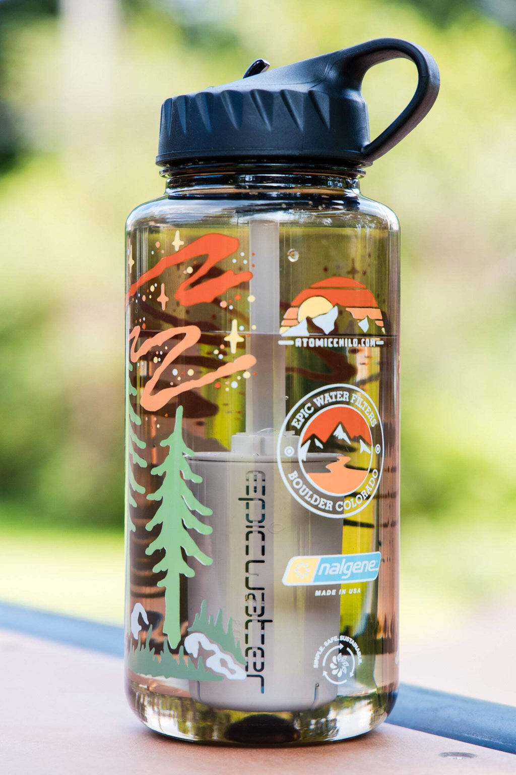 Epic Water Filters Nalgene OG Sustain Tritan USA Made Water Bottle and 75 Gallon Filter - Removes 99.99% of Water Impurities, 32oz, Atomic Child Special Edition MX89