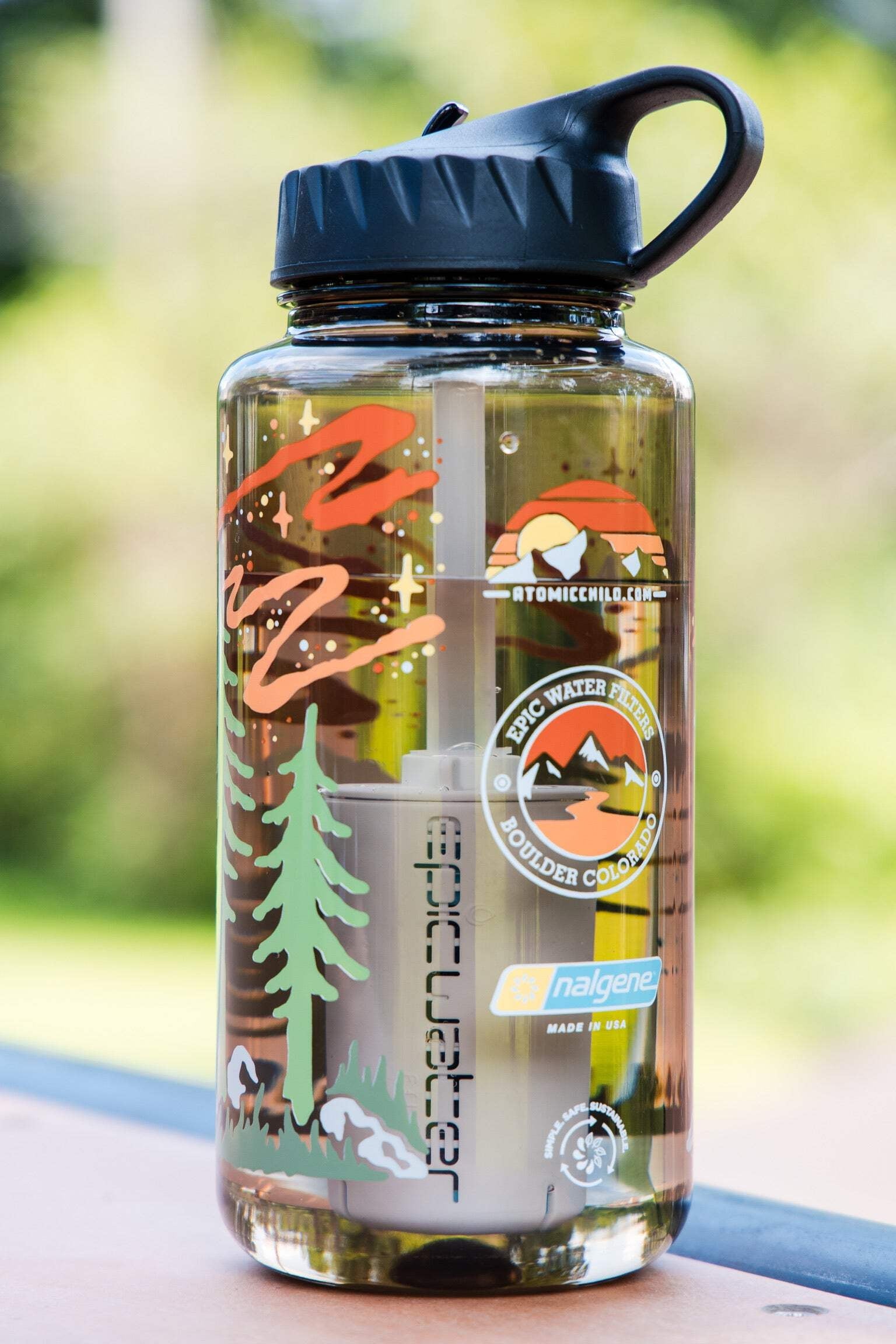 Epic Water Filters Nalgene OG Sustain Tritan USA Made Water Bottle and 75 Gallon Filter - Removes 99.99% of Water Impurities, 32oz, Atomic Child Special Edition MX89