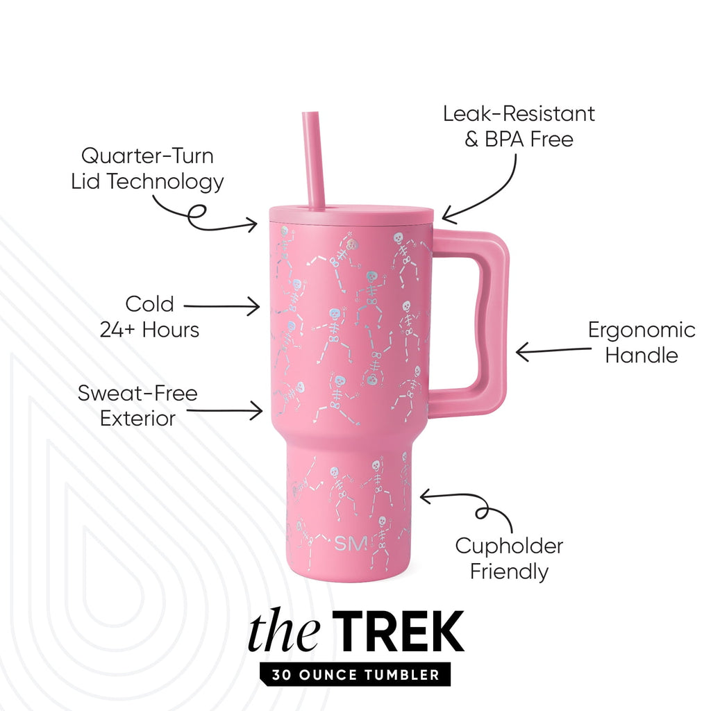 Simple Modern 30 fl oz Insulated Stainless Steel Trek Tumbler with Straw Lid | Seaglass Sage and Cream Checkmate 23VN