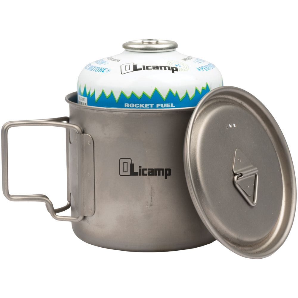 Olicamp Titanium Space Saver Mug with Lid, Nests Nalgene Bottle Inside, Lightweight and Compact, Perfect for Camping and Backpacking, 550mL JKBV