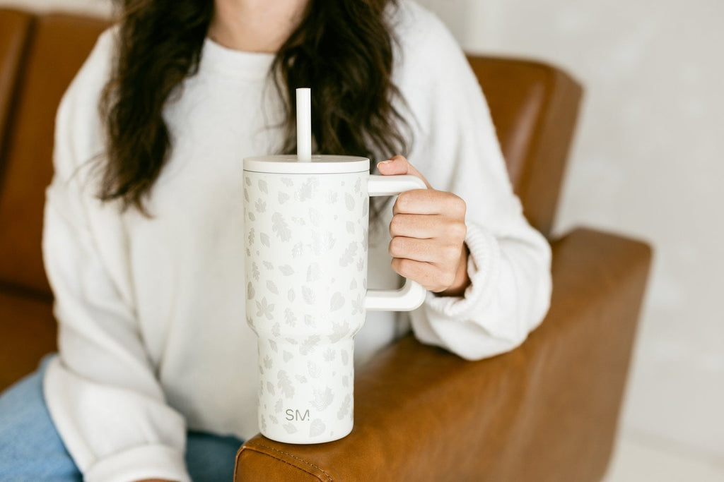 Simple Modern 30 fl oz Insulated Stainless Steel Trek Tumbler with Straw Lid | Seaglass Sage and Cream Checkmate 23VN