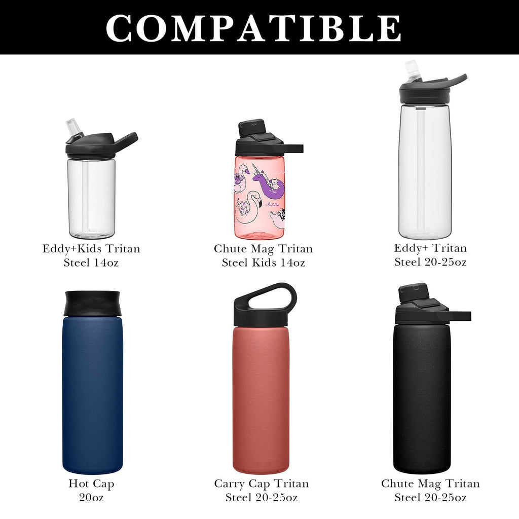 Linkidea 2 Pack Water Bottle Boot Compatible with CamelBak Eddy+20oz/25oz, Chute Mag 20oz/25oz, Carry Cap, Silicone Anti-Slip Bottle Bottom Bumper Protector (Clear White) 8O40