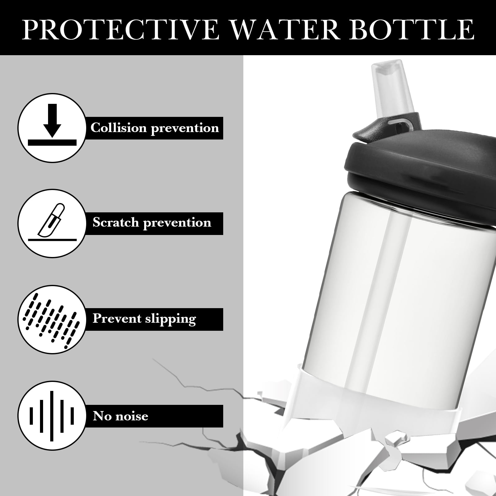 Linkidea 2 Pack Water Bottle Boot Compatible with CamelBak Eddy+20oz/25oz, Chute Mag 20oz/25oz, Carry Cap, Silicone Anti-Slip Bottle Bottom Bumper Protector (Clear White) 8O40