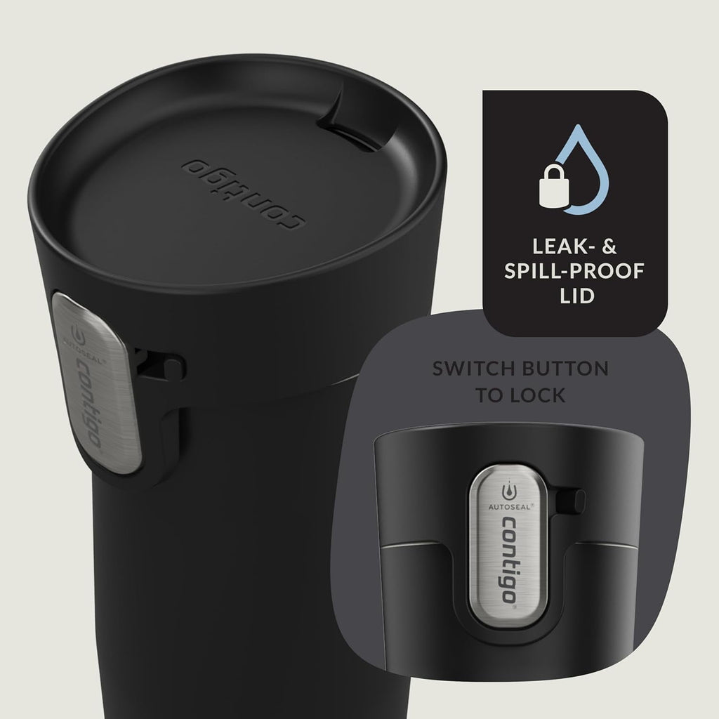 Contigo AUTOSEAL West Loop Vacuum-Insulated Stainless Steel Travel Mug with Easy-Clean Lid, 12oz, Matte Black 3EWJ
