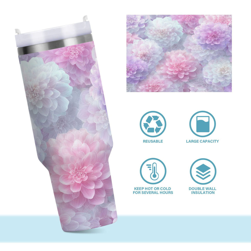 30 oz Insulated Stainless Steel Tumbler Double Wall Stainless Steel Tumbler with 2-Way Drinking Cute Pastel Watercolor Floral 4SBH