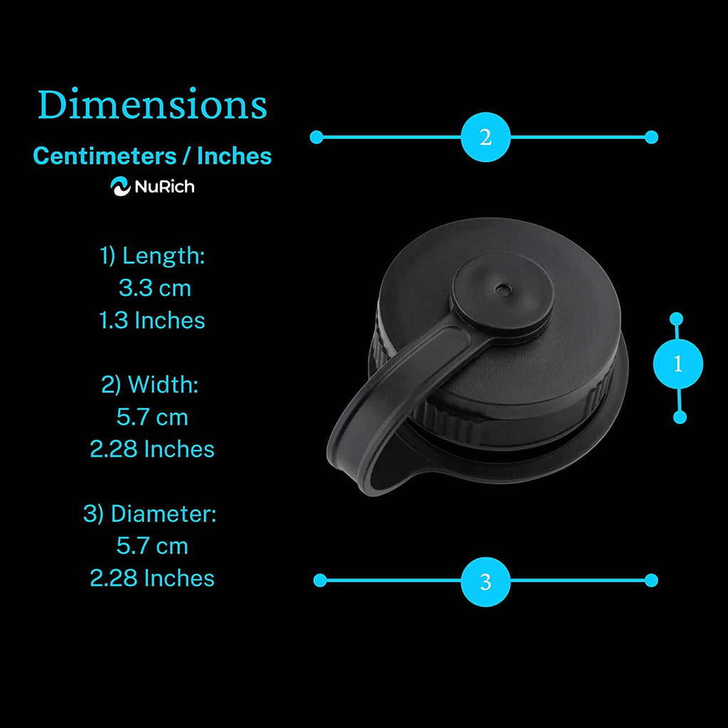 NuRich Loop Top Lid for Wide Mouth Hydro Flask, Nalgene &amp; Simple Water Bottles LRX9