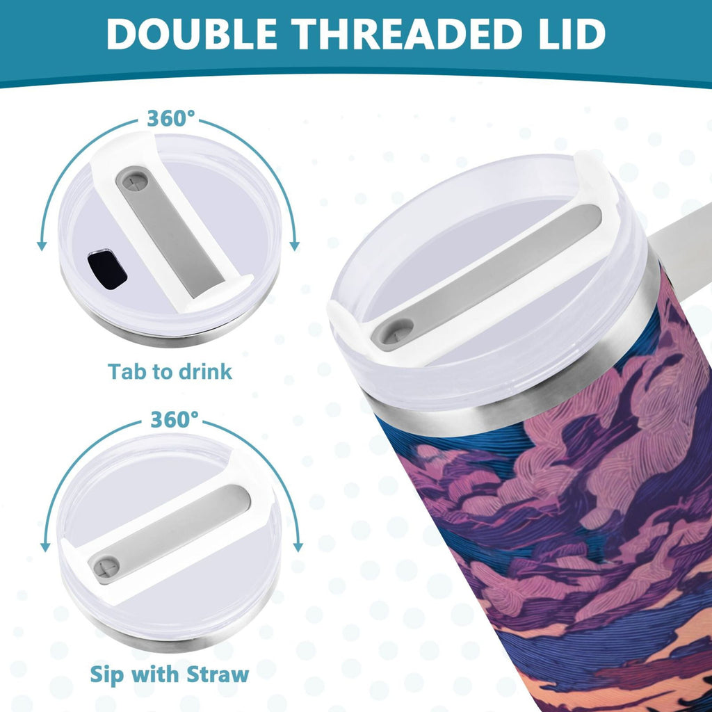 40 oz Insulated Stainless Steel Tumbler Double Wall Stainless Steel Tumbler with 2-Way Drinking Wild Horses Running OF1C