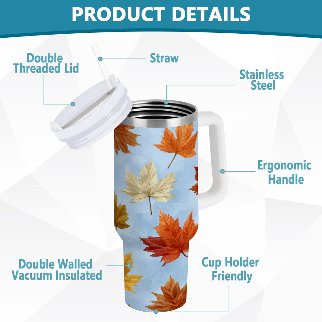 30 oz Insulated Stainless Steel Tumbler Double Wall Stainless Steel Tumbler with 2-Way Drinking Autumn Maple Leaves 0T6P