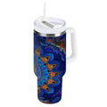 30 oz Insulated Stainless Steel Tumbler Double Wall Stainless Steel Tumbler with 2-Way Drinking Blue Kaleidoscopic Pattern O95F