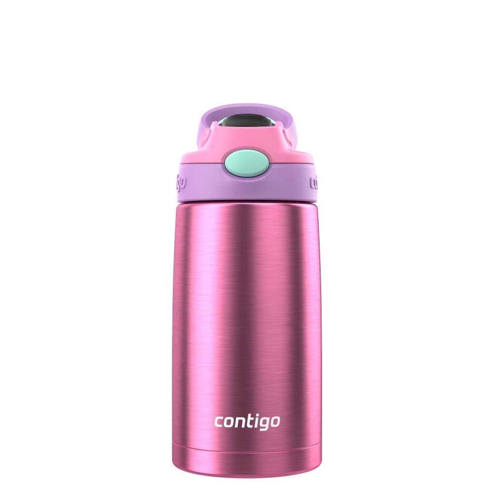 Contigo Kid's 13 oz. AutoSpout Straw Water Bottle - Stainless Steel/Azalea/Pansy VIFD