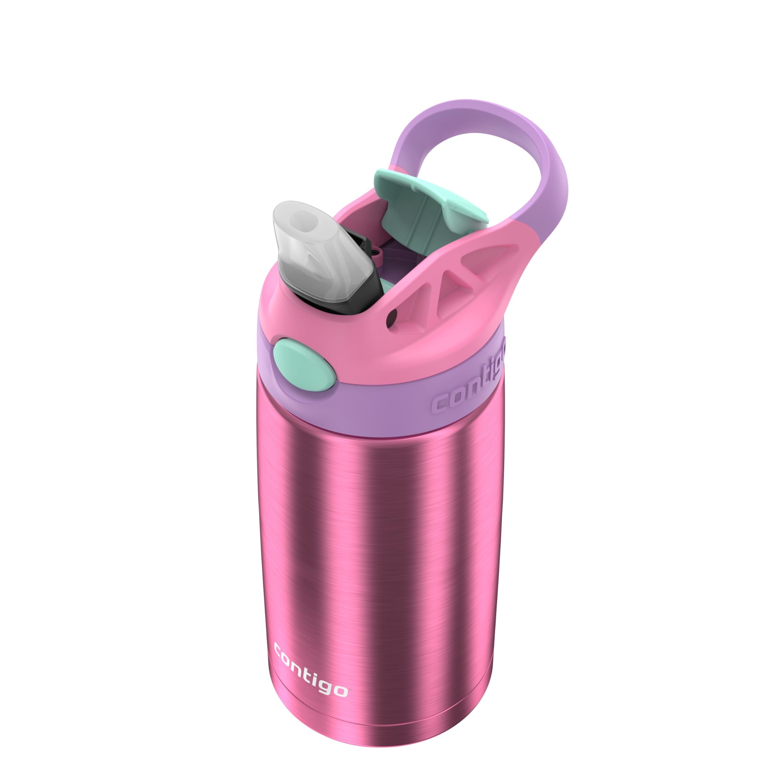 Contigo Kid's 13 oz. AutoSpout Straw Water Bottle - Stainless Steel/Azalea/Pansy VIFD