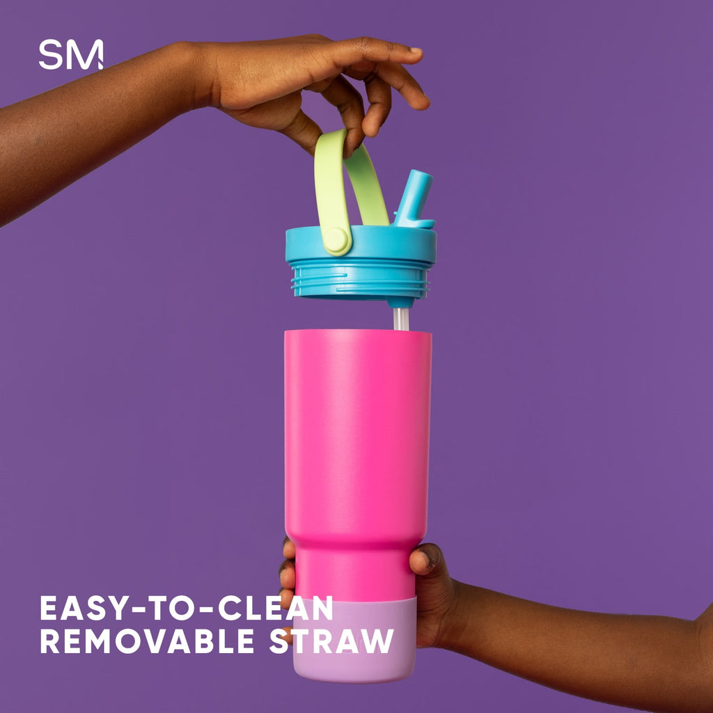 Simple Modern 24 fl oz Insulated Stainless Steel Trek Pivot Tumbler with Straw Lid and Top Handle|Cotton Candy Tie Dye IYBC