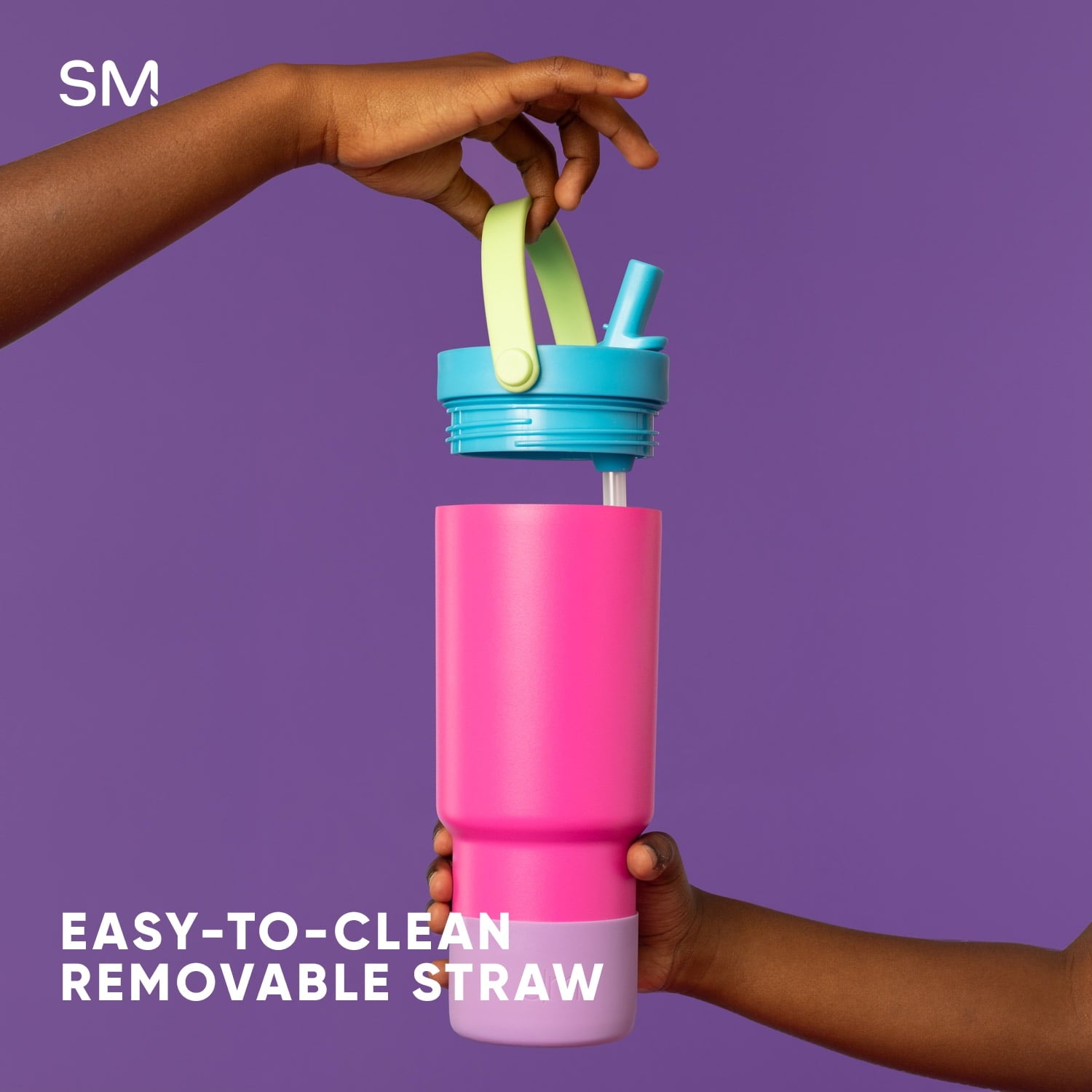 Simple Modern 24 fl oz Insulated Stainless Steel Trek Pivot Tumbler with Straw Lid and Top Handle|Cotton Candy Tie Dye IYBC