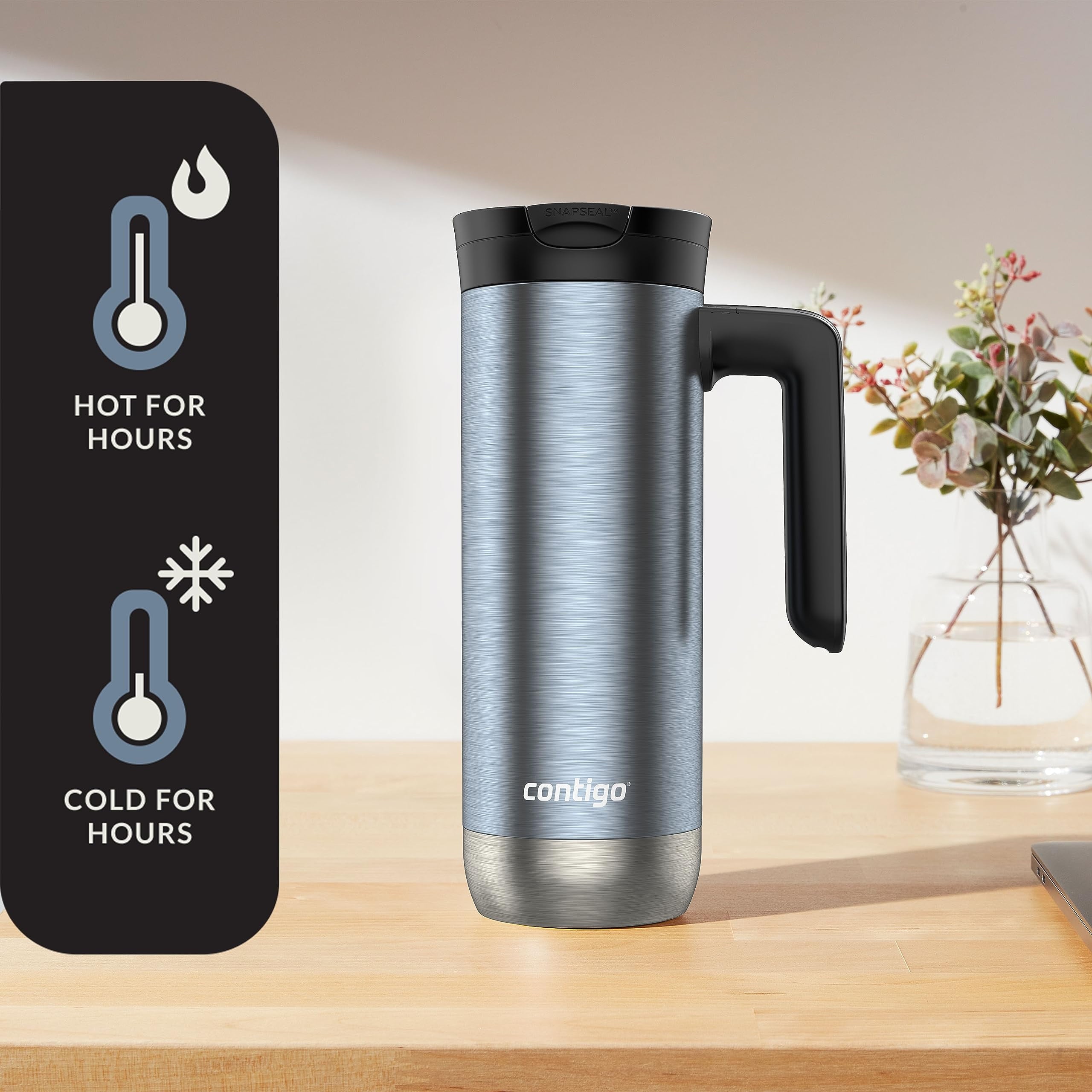 Contigo 20 oz. Superior 2.0 SnapSeal Stainless Steel Travel Mug - Dark Ice 028B