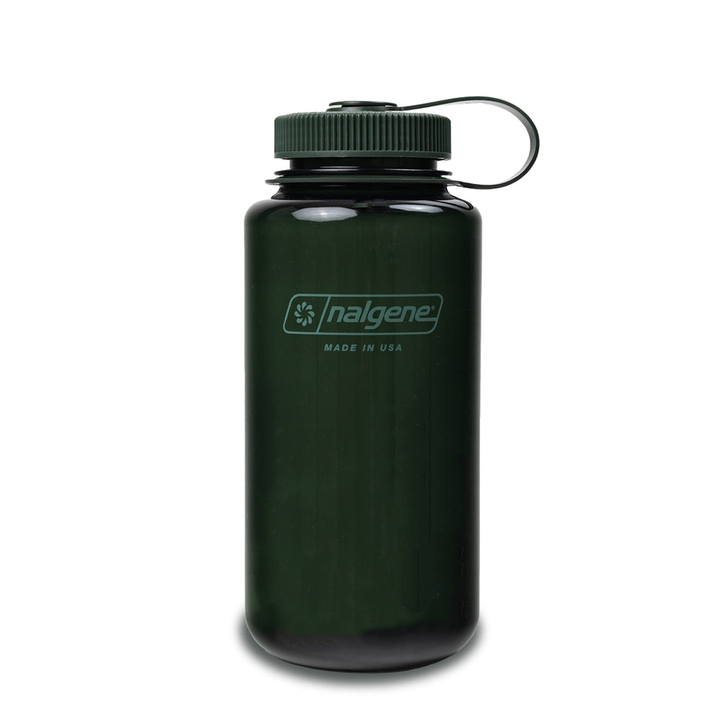 Nalgene Monochrome BPA-Free Recycled Reusable Water Bottle for Backpacking, Hiking, Gym - 32 oz Shatterproof Jade 4GA3
