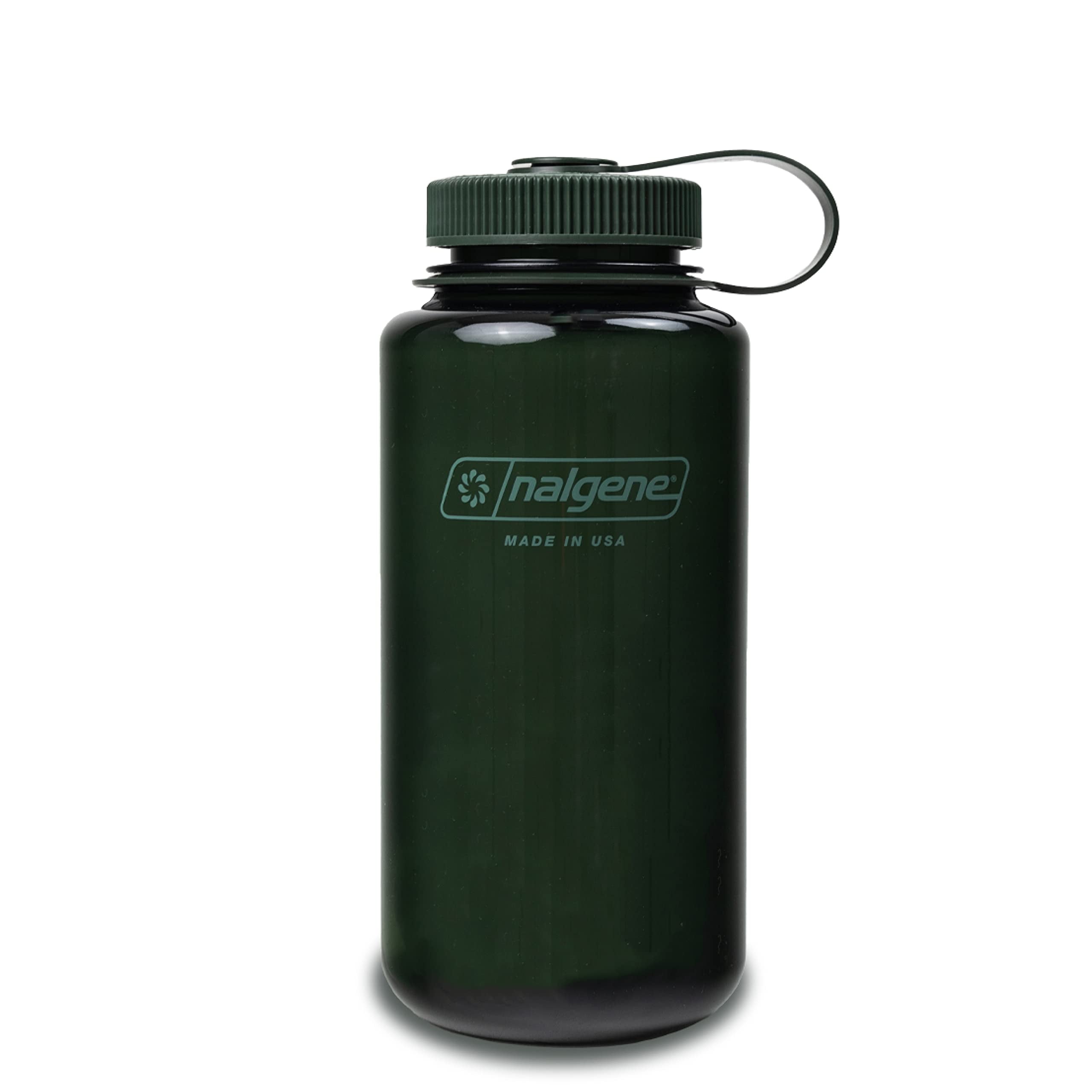 Nalgene Monochrome BPA-Free Recycled Reusable Water Bottle for Backpacking, Hiking, Gym - 32 oz Shatterproof Jade 4GA3