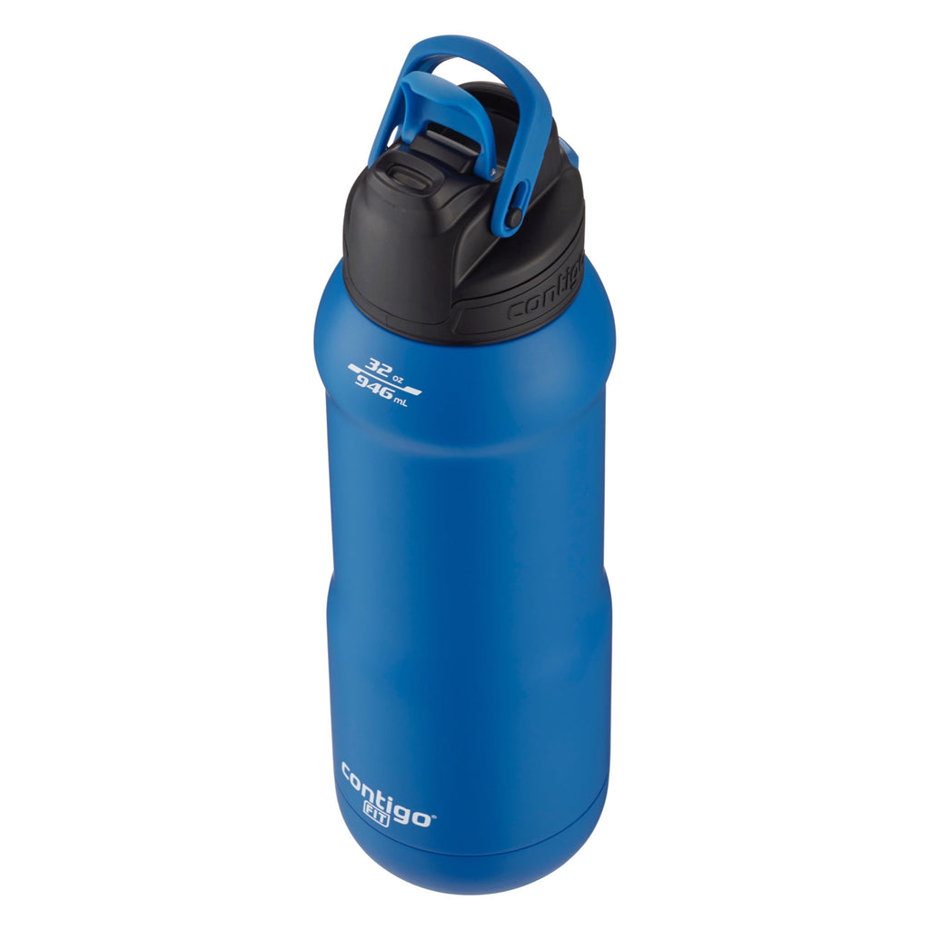 Contigo Fit Stainless Steel AUTOSPOUT Water Bottle with Straw, Blue Amp, 32 fl oz. OHX0