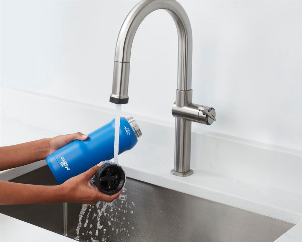 Contigo Fit Stainless Steel AUTOSPOUT Water Bottle with Straw, Blue Amp, 32 fl oz. OHX0