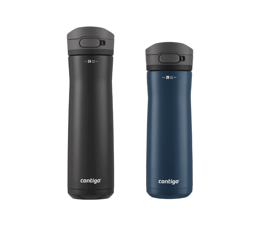 Contigo Jackson Chill Bundle 2 Water Bottles Black 24oz and Blueberry 20oz with Autopop Lid P31L