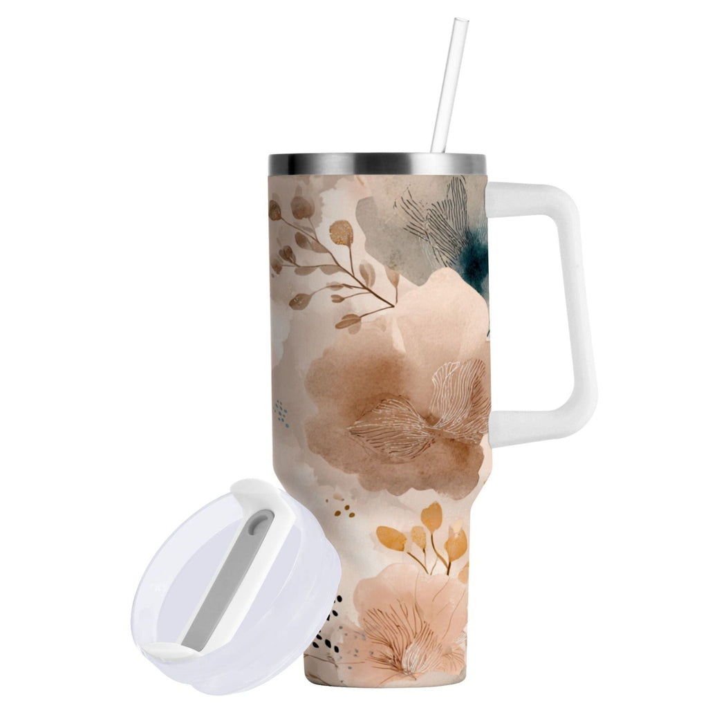 30 oz Insulated Stainless Steel Tumbler Double Wall Stainless Steel Tumbler with 2-Way Drinking Hazy Ethereal Flowers XUQJ
