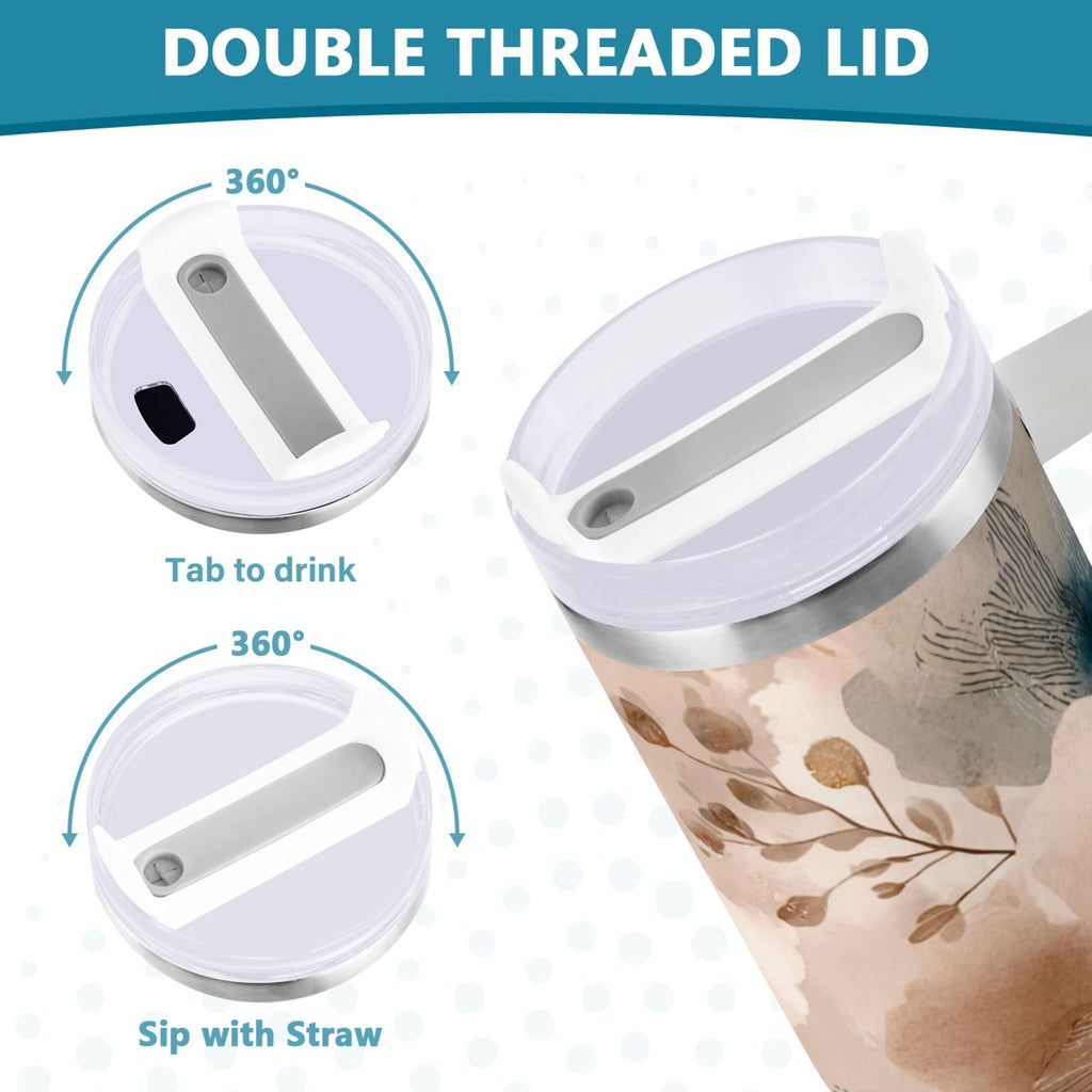 30 oz Insulated Stainless Steel Tumbler Double Wall Stainless Steel Tumbler with 2-Way Drinking Hazy Ethereal Flowers XUQJ