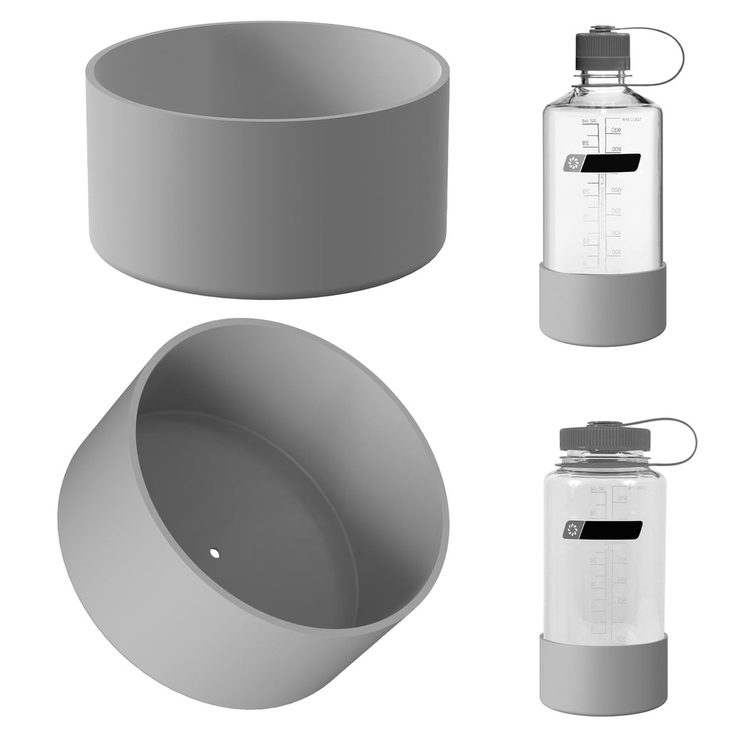 Linkidea 2 Pack Water Bottle Boot Compatible with Nalgene Sustain Wide Mouth 32oz/48oz, Narrow Mouth 32oz, Silicone Anti-Slip Bottle Bottom Bumper Protector (Grey) R8TK