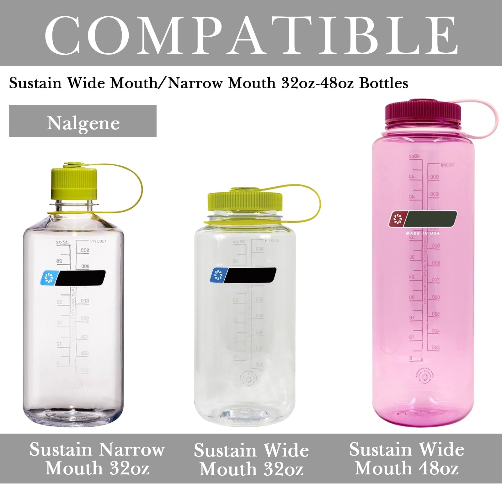 Linkidea 2 Pack Water Bottle Boot Compatible with Nalgene Sustain Wide Mouth 32oz/48oz, Narrow Mouth 32oz, Silicone Anti-Slip Bottle Bottom Bumper Protector (Grey) R8TK