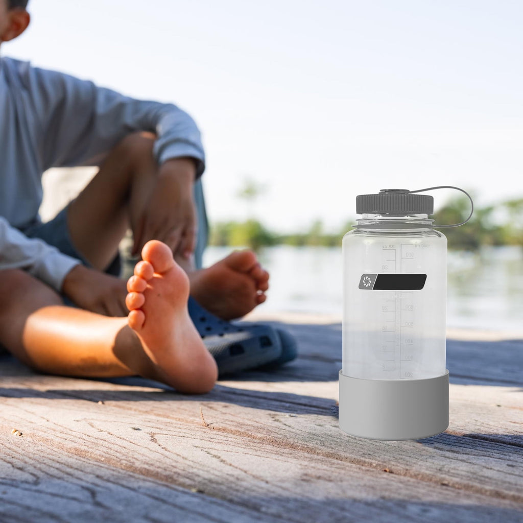 Linkidea 2 Pack Water Bottle Boot Compatible with Nalgene Sustain Wide Mouth 32oz/48oz, Narrow Mouth 32oz, Silicone Anti-Slip Bottle Bottom Bumper Protector (Grey) R8TK