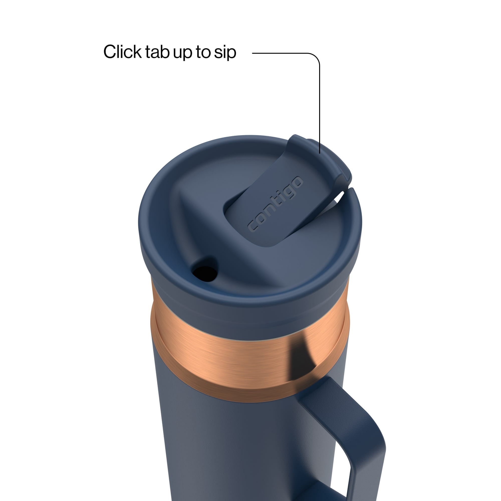 Contigo SnapSeal Leakproof Stainless Steel Reusable Water Bottle Tumbler with Side Handle, Dark Blue/Bronze, 20 oz X3D8