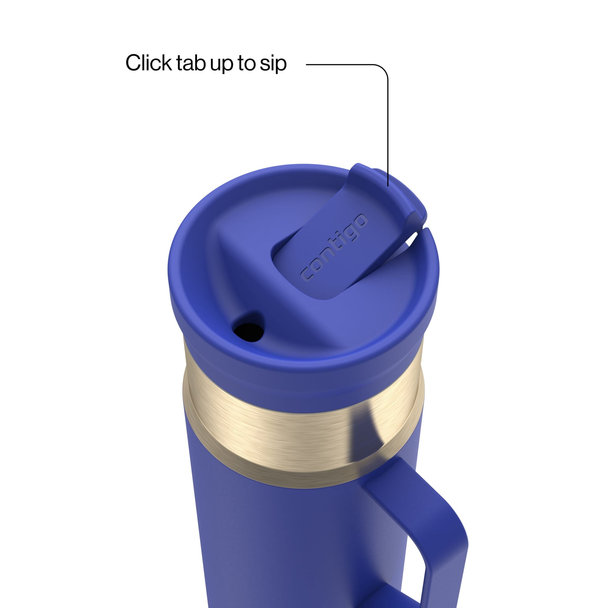 Contigo SnapSeal Leakproof Stainless Steel Reusable Water Bottle Tumbler with Side Handle, Dark Blue/Bronze, 20 oz X3D8