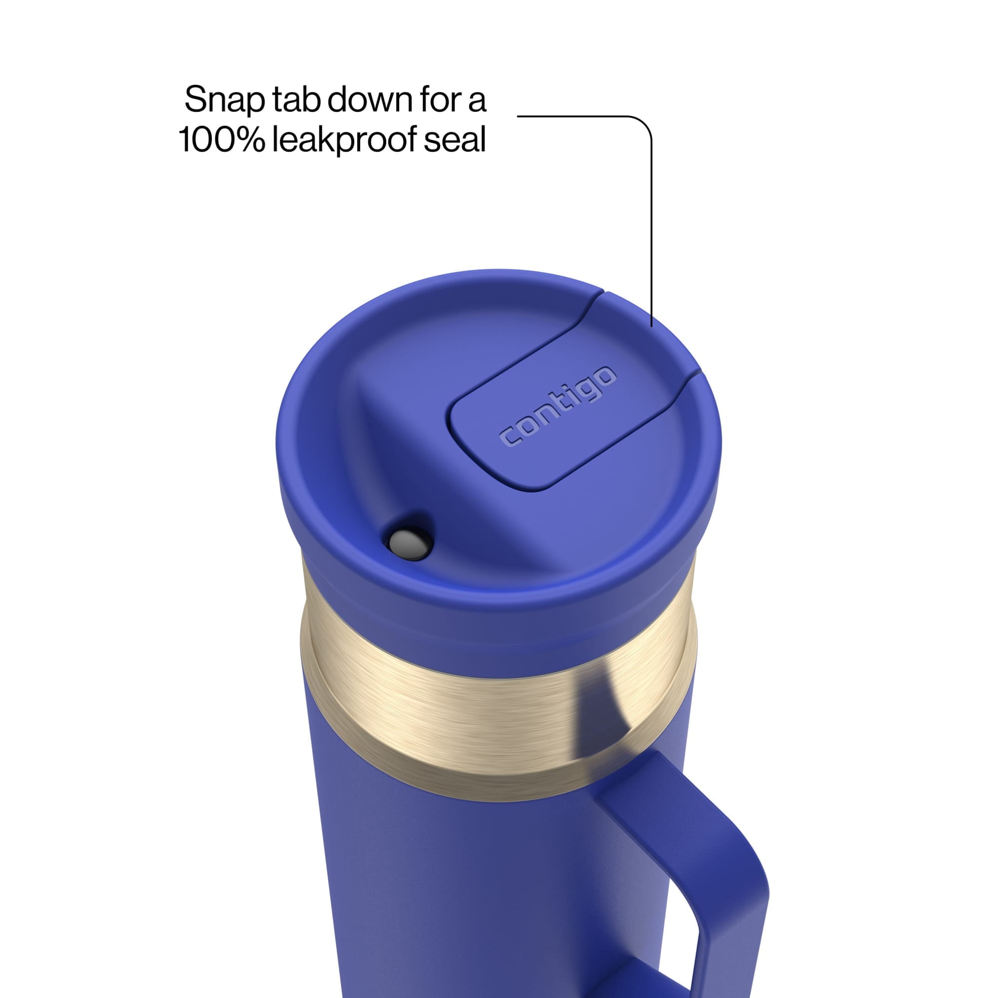 Contigo SnapSeal Leakproof Stainless Steel Reusable Water Bottle Tumbler with Side Handle, Dark Blue/Bronze, 20 oz X3D8