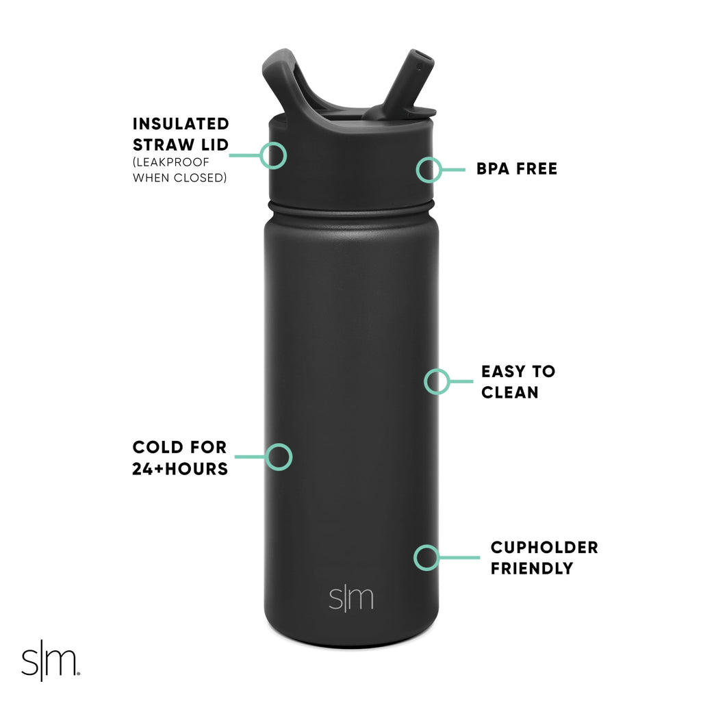 Simple Modern Summit Water Bottle Straw Lid Vacuum Insulated Stainless Steel Bottle | 18 fl oz ZTFS