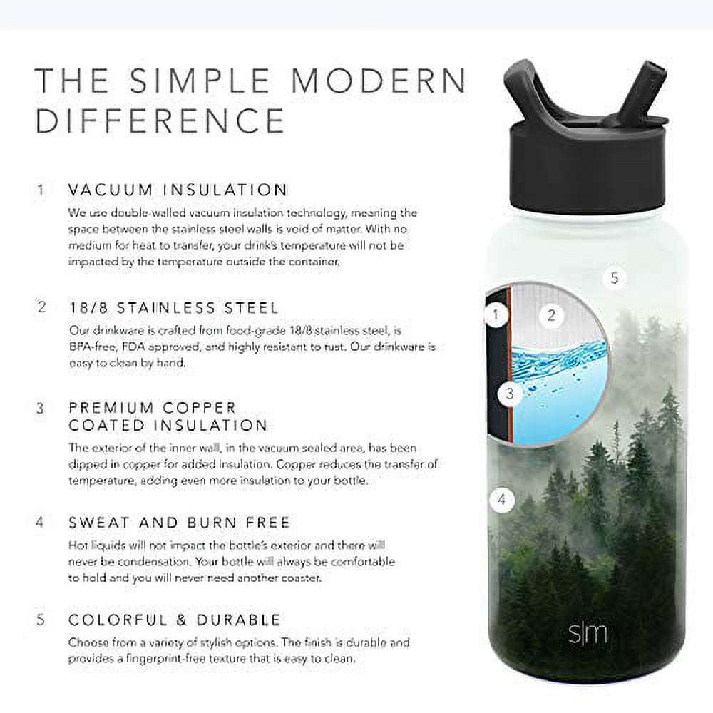 Simple Modern Summit Water Bottle Straw Lid Vacuum Insulated Stainless Steel Bottle | 18 fl oz ZTFS