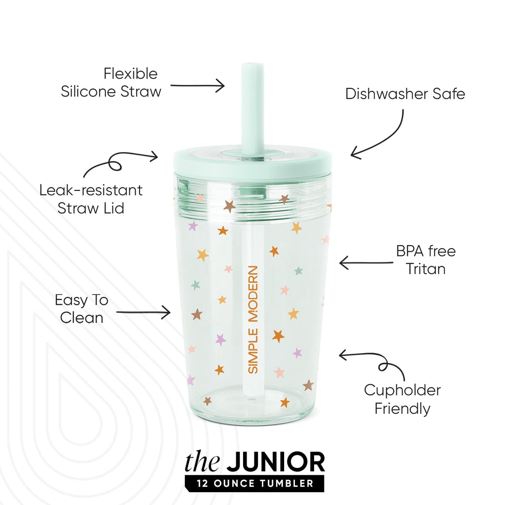 Simple Modern 12 fl oz Tritan Plastic Junior Tumbler with Silicone Straw Lid for Toddlers | Stars FVAU