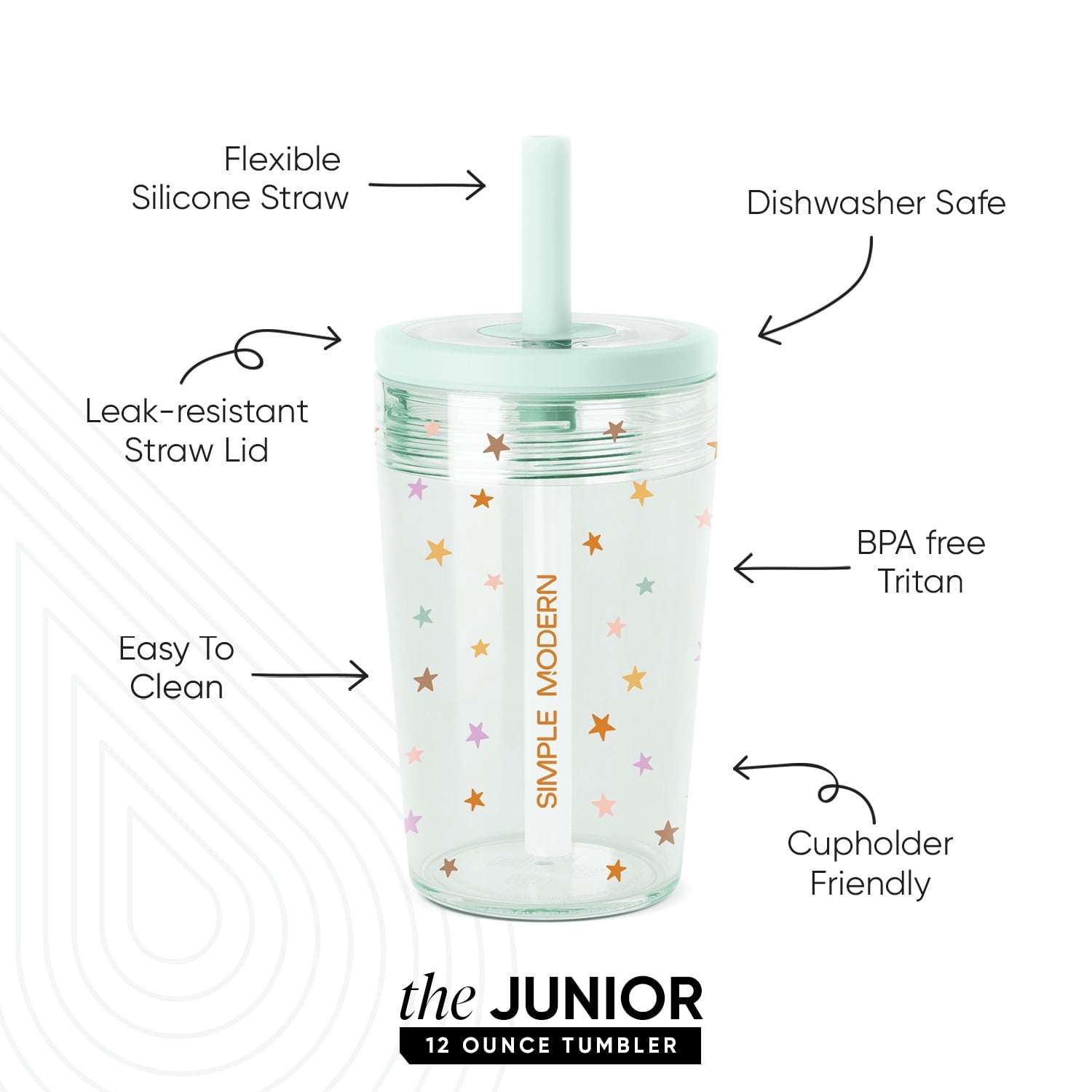Simple Modern 12 fl oz Tritan Plastic Junior Tumbler with Silicone Straw Lid for Toddlers | Stars FVAU