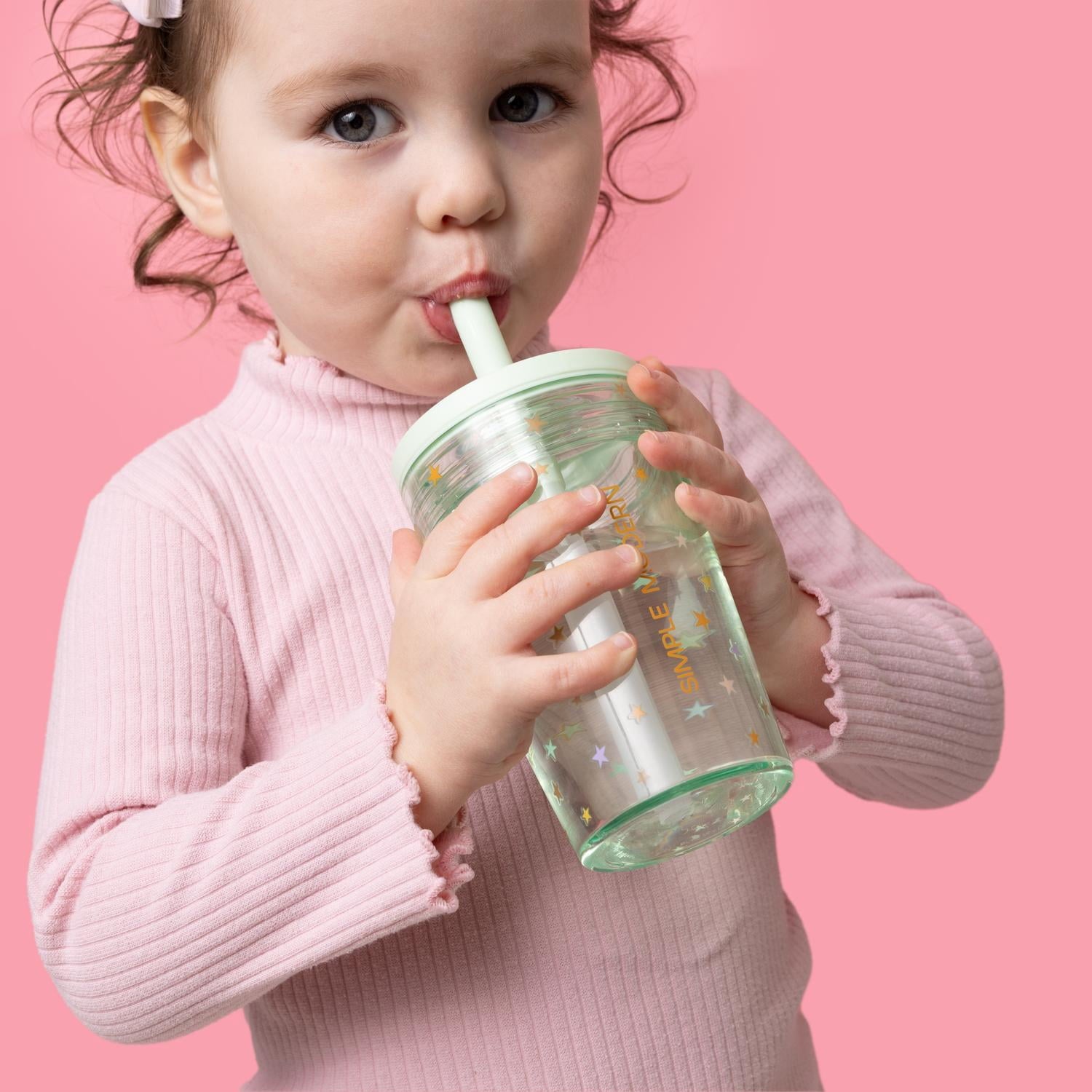 Simple Modern 12 fl oz Tritan Plastic Junior Tumbler with Silicone Straw Lid for Toddlers | Stars FVAU