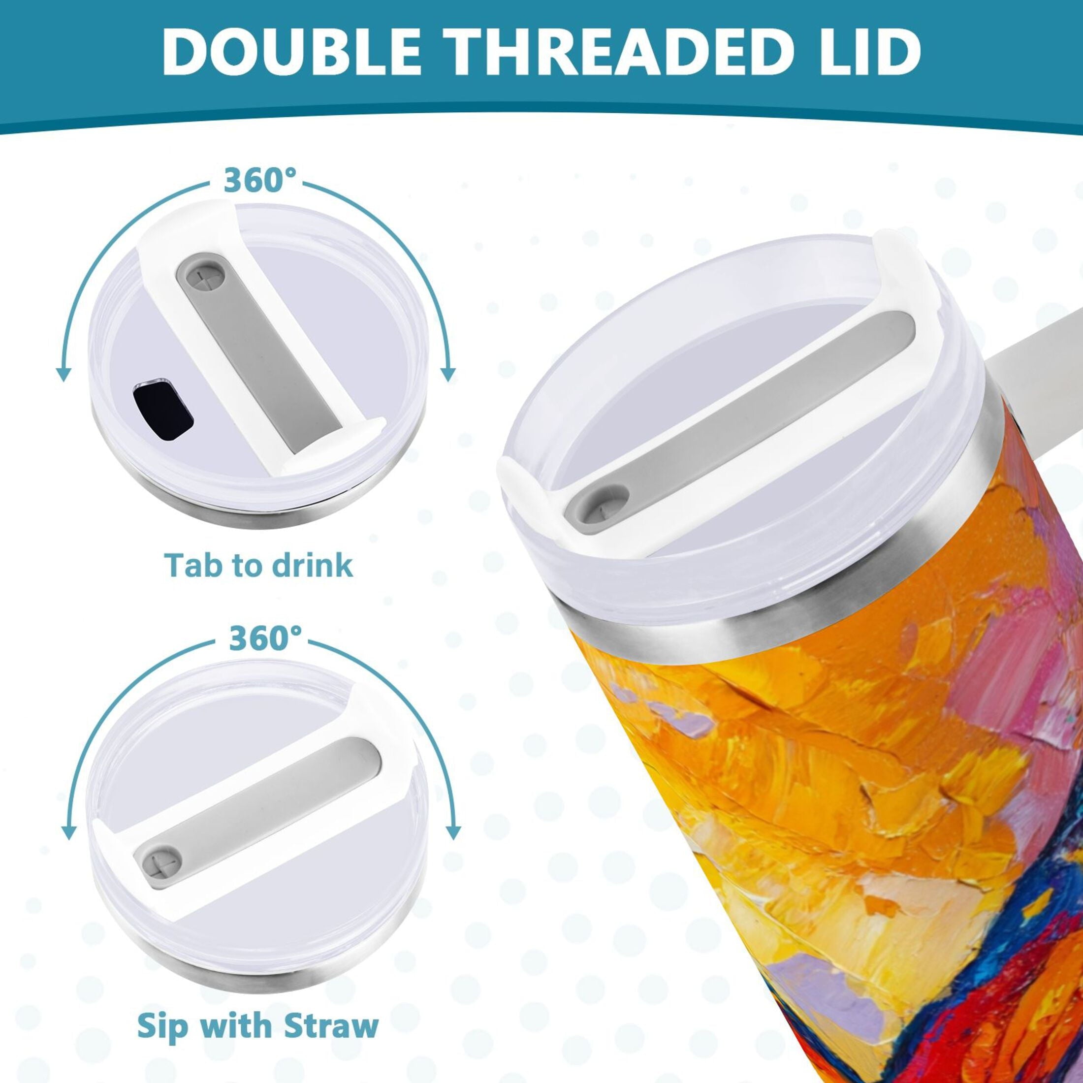 30 oz Insulated Stainless Steel Tumbler Double Wall Stainless Steel Tumbler with 2-Way Drinking Colorful Butterfly Flying WOKA