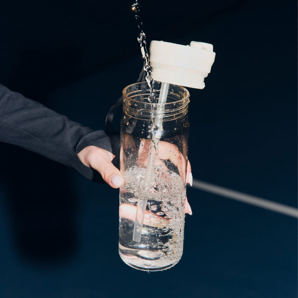 Contigo DualSip Leakproof Plastic Reusable Water Bottle with Carrying Strap, Black/Clear, 24 oz WL4Y