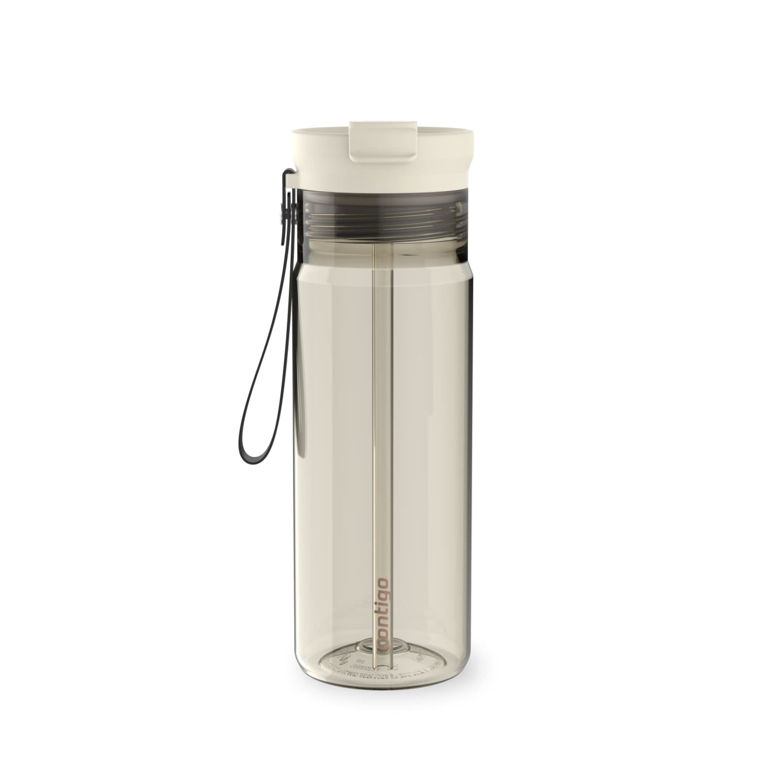 Contigo DualSip Leakproof Plastic Reusable Water Bottle with Carrying Strap, Black/Clear, 24 oz WL4Y