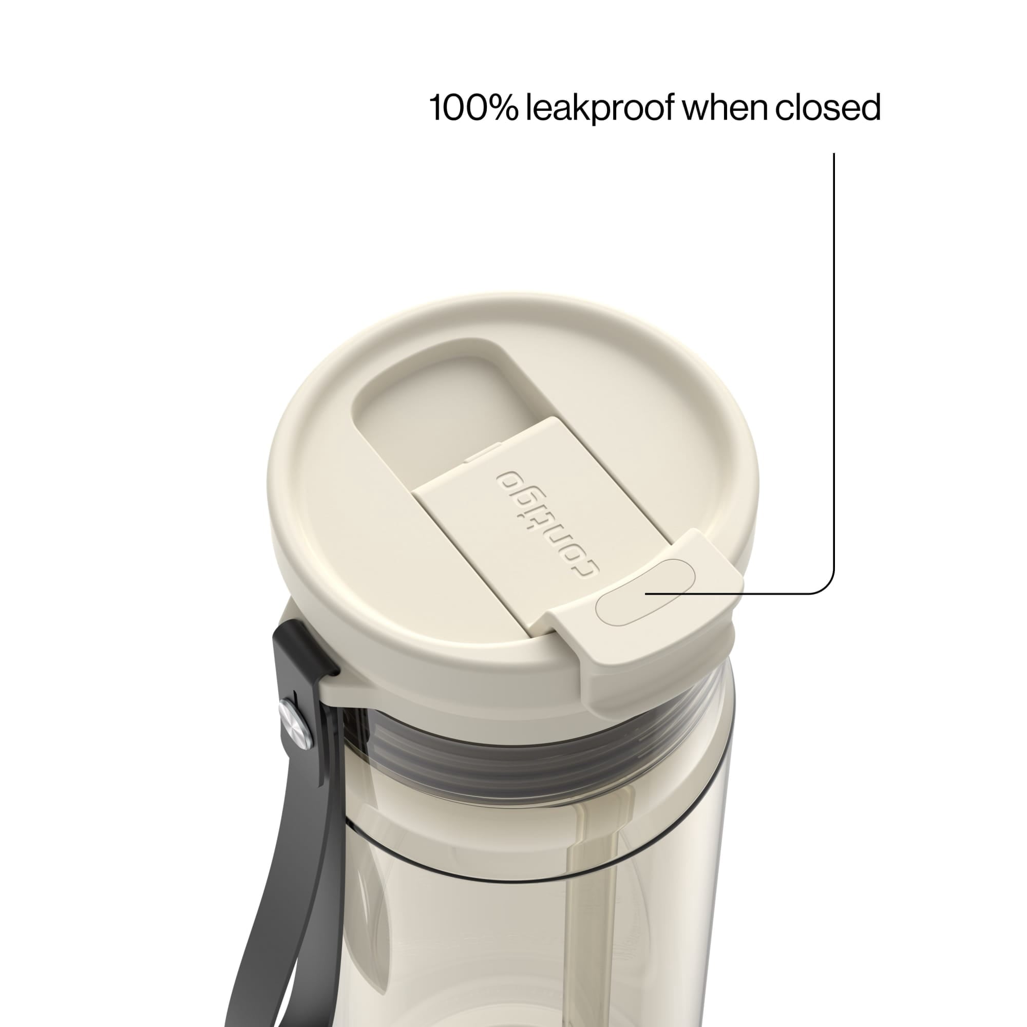 Contigo DualSip Leakproof Plastic Reusable Water Bottle with Carrying Strap, Black/Clear, 24 oz WL4Y