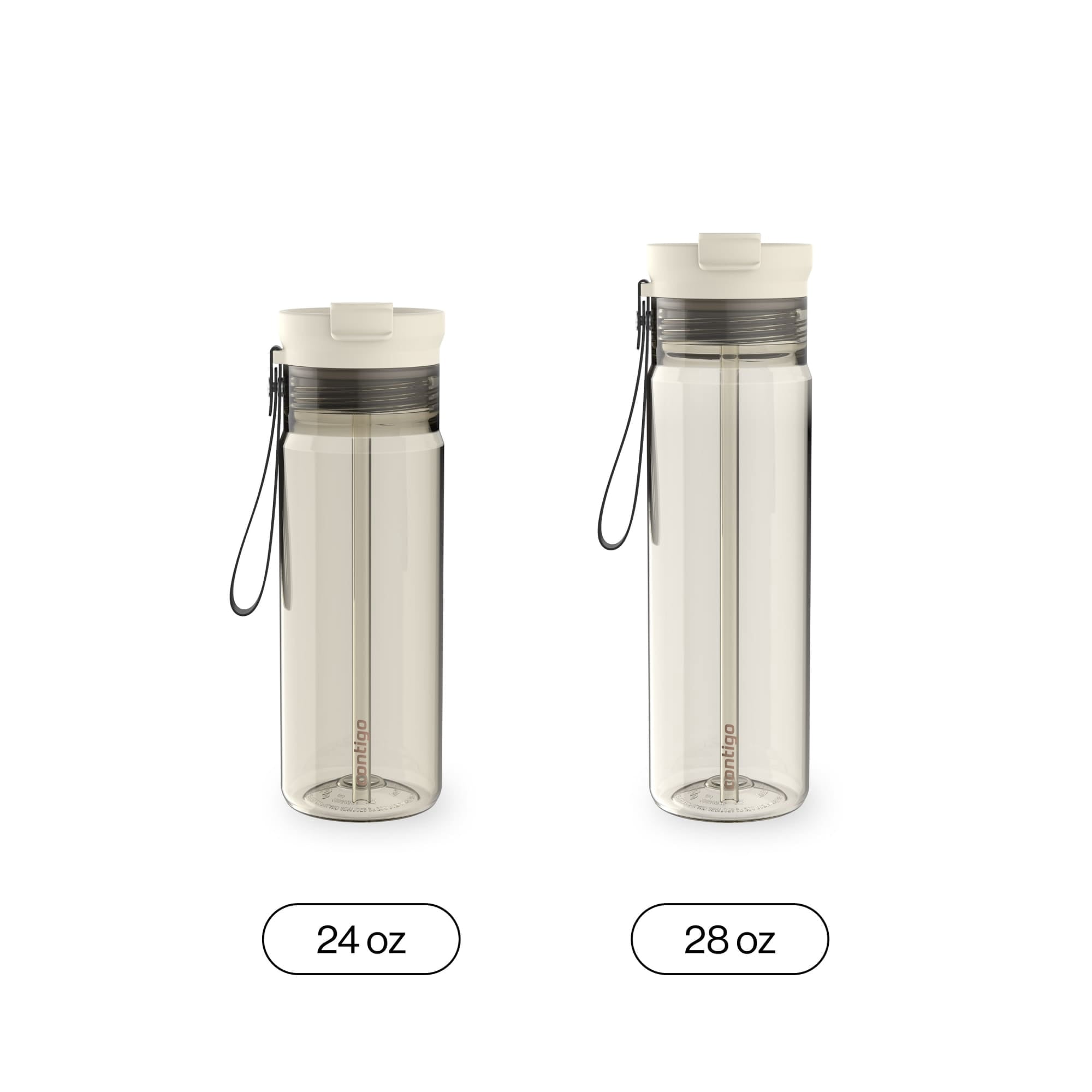Contigo DualSip Leakproof Plastic Reusable Water Bottle with Carrying Strap, Black/Clear, 24 oz WL4Y
